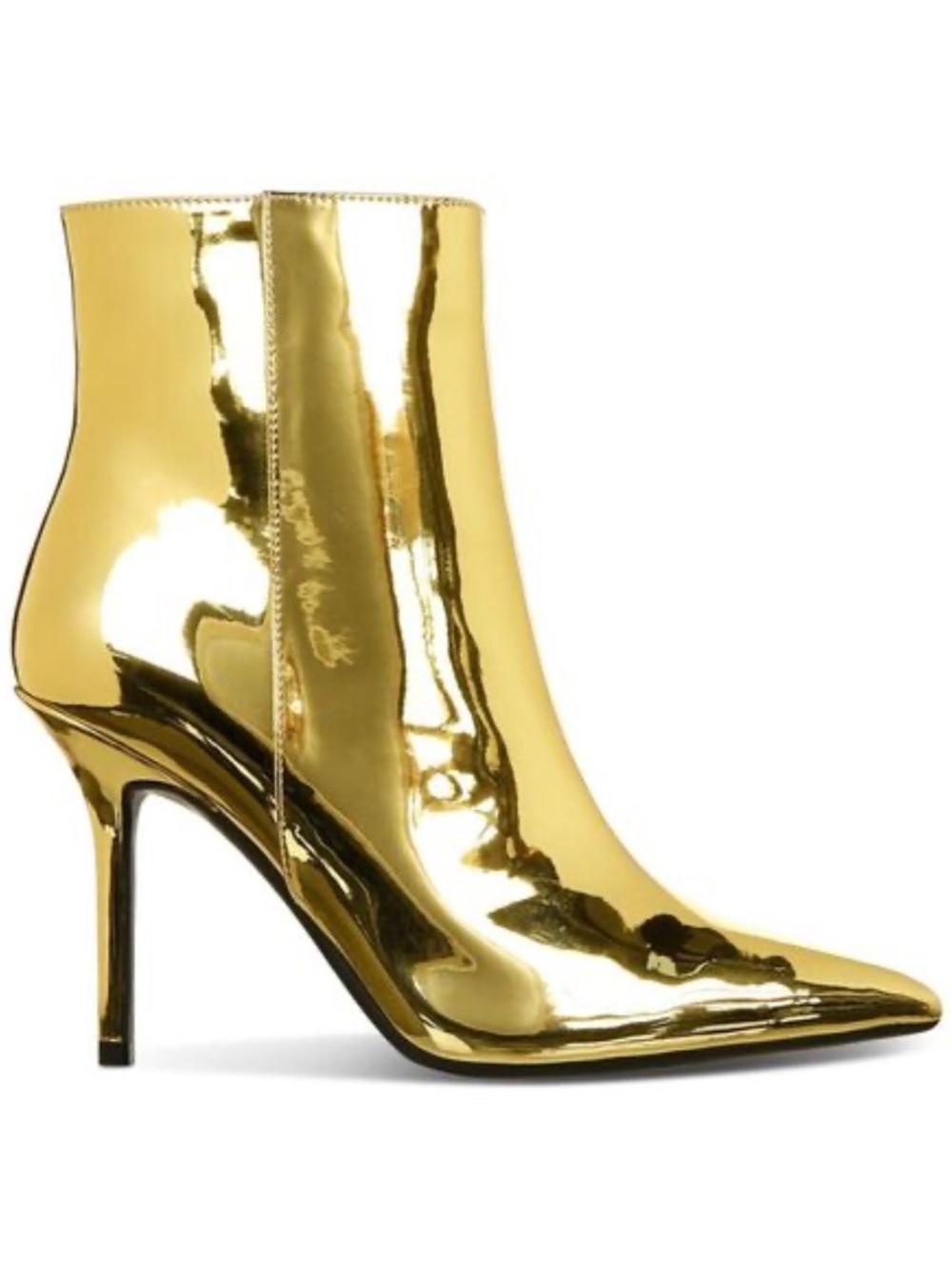 ‼️LAST CHANCE‼️Metallic Gold Padded Holand Pointed Stiletto Zip-Up Ankle Booties